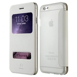 Elegantní obal / pouzdro Baseus Leather case pro iPhone 6 Plus bílý