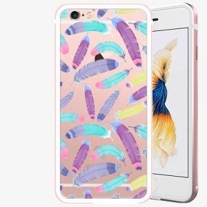 Plastový kryt iSaprio - Feather Pattern 01 - iPhone 6 Plus/6S Plus - Rose Gold