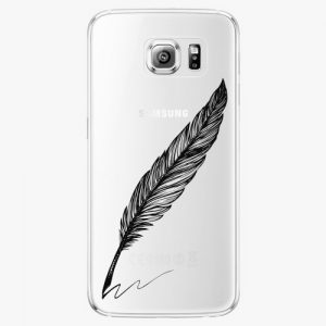 Plastový kryt iSaprio - Writing By Feather - black - Samsung Galaxy S6 Edge Plus